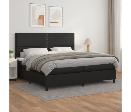 vidaXL Cama box spring con colchón cuero sintético negro 200x200 cm