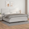 Cama box spring con colchón cuero sintético blanco 200x200 cm