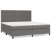 Cama box spring con colchón cuero sintético gris 200x200 cm