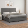 Cama box spring con colchón cuero sintético gris 200x200 cm