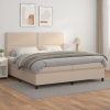 Cama box spring con colchón cuero sintético capuchino 200x200cm