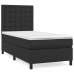 Cama box spring con colchón cuero sintético negro 80x200 cm