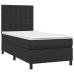 Cama box spring con colchón cuero sintético negro 80x200 cm