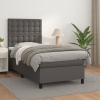 Cama box spring con colchón cuero sintético gris 80x200 cm