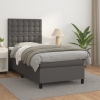 Cama box spring con colchón cuero sintético gris 90x190 cm