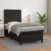 Cama box spring con colchón cuero sintético negro 100x200 cm