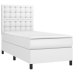Cama box spring con colchón cuero sintético blanco 100x200 cm