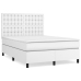 Cama box spring con colchón cuero sintético blanco 140x190 cm