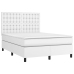 Cama box spring con colchón cuero sintético blanco 140x190 cm