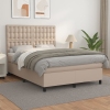 Cama box spring con colchón cuero sintético capuchino 140x190cm