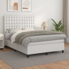 Cama box spring con colchón cuero sintético blanco 140x200cm