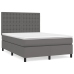 Cama box spring con colchón cuero sintético gris 140x200 cm