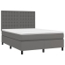 Cama box spring con colchón cuero sintético gris 140x200 cm