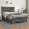 Cama box spring con colchón cuero sintético gris 140x200 cm