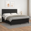 Cama box spring con colchón cuero sintético negro 160x200 cm