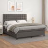 Cama box spring con colchón cuero sintético gris 160x200 cm