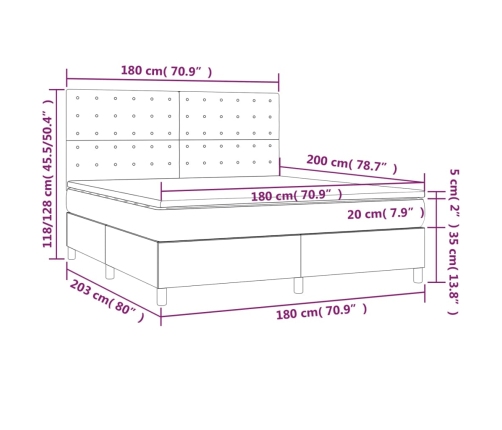 vidaXL Cama box spring con colchón cuero sintético negro 180x200 cm