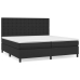 Cama box spring con colchón cuero sintético negro 200x200 cm