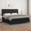 Cama box spring con colchón cuero sintético negro 200x200 cm