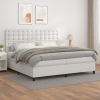 Cama box spring con colchón cuero sintético blanco 200x200 cm