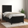 Cama box spring con colchón terciopelo negro 80x200 cm