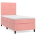 Cama box spring con colchón terciopelo rosa 80x200 cm