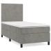 Cama box spring con colchón terciopelo gris claro 90x190 cm