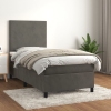 Cama box spring con colchón terciopelo gris oscuro 90x200 cm