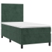 Cama box spring con colchón terciopelo verde oscuro 90x200 cm