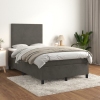 Cama box spring con colchón terciopelo gris oscuro 120x200 cm