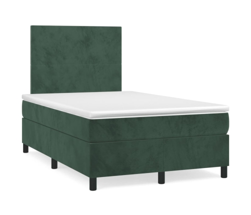 Cama box spring con colchón terciopelo verde oscuro 120x200 cm