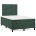 Cama box spring con colchón terciopelo verde oscuro 120x200 cm