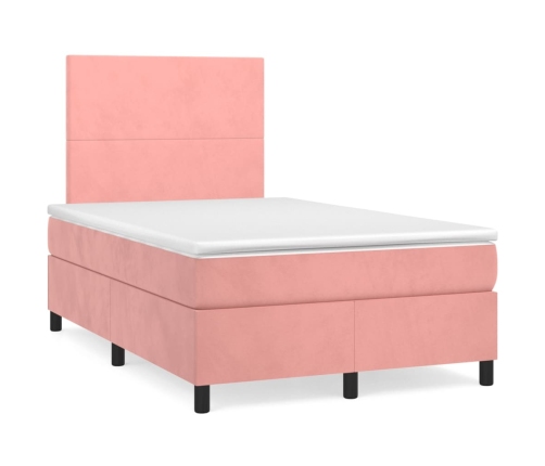 Cama box spring con colchón terciopelo rosa 120x200 cm