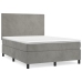 Cama box spring con colchón terciopelo gris claro 140x190 cm