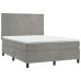 Cama box spring con colchón terciopelo gris claro 140x200 cm