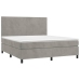 Cama box spring con colchón terciopelo gris claro 160x200 cm