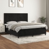 Cama box spring con colchón terciopelo negro 160x200 cm