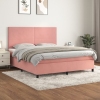 Cama box spring con colchón terciopelo rosa 160x200 cm