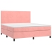 Cama box spring con colchón terciopelo rosa 180x200 cm