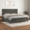 Cama box spring con colchón terciopelo gris oscuro 200x200 cm