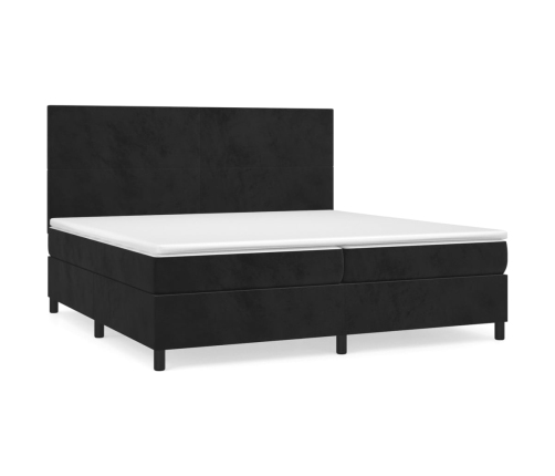 vidaXL Cama box spring con colchón terciopelo negro 200x200 cm