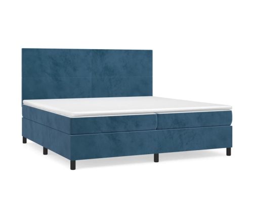 vidaXL Cama box spring con colchón terciopelo azul oscuro 200x200 cm