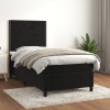 Cama box spring con colchón cuero sintético negro 90x190 cm