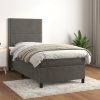 Cama box spring con colchón terciopelo gris oscuro 90x200 cm