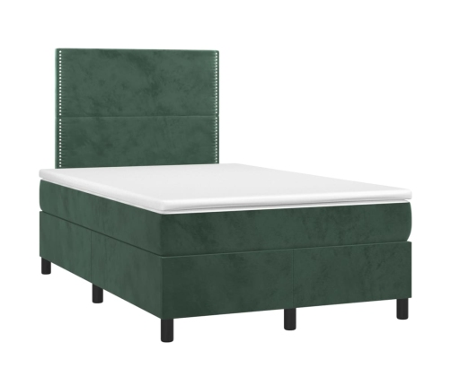 Cama box spring con colchón terciopelo verde oscuro 120x200 cm