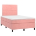 Cama box spring con colchón terciopelo rosa 120x200 cm