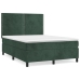 Cama box spring con colchón terciopelo verde oscuro 140x190 cm