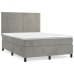 Cama box spring con colchón terciopelo gris claro 140x200 cm