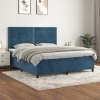 Cama box spring con colchón terciopelo azul oscuro 180x200 cm