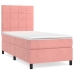 Cama box spring con colchón terciopelo rosa 100x200 cm